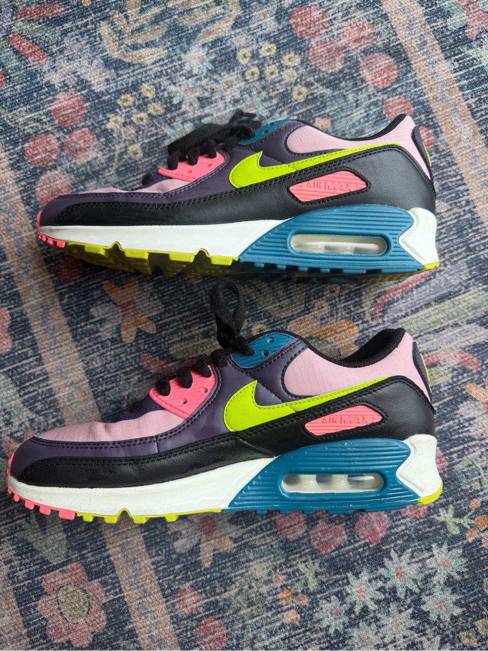 Nike Air Max Sneakers in Black, Pink, Neon Green & Blue